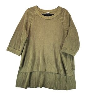 MOTE Olive Green Knit‎ Sweater Tunic Oversized 3/4 Sleeve Drop Waist XX Large